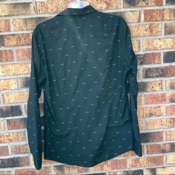 3/$20 H & M Black LS Dress Shirt w/ glasses design - Picture 10 of 13